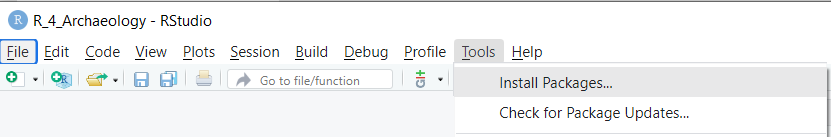 Install packages using the RStudio-menu